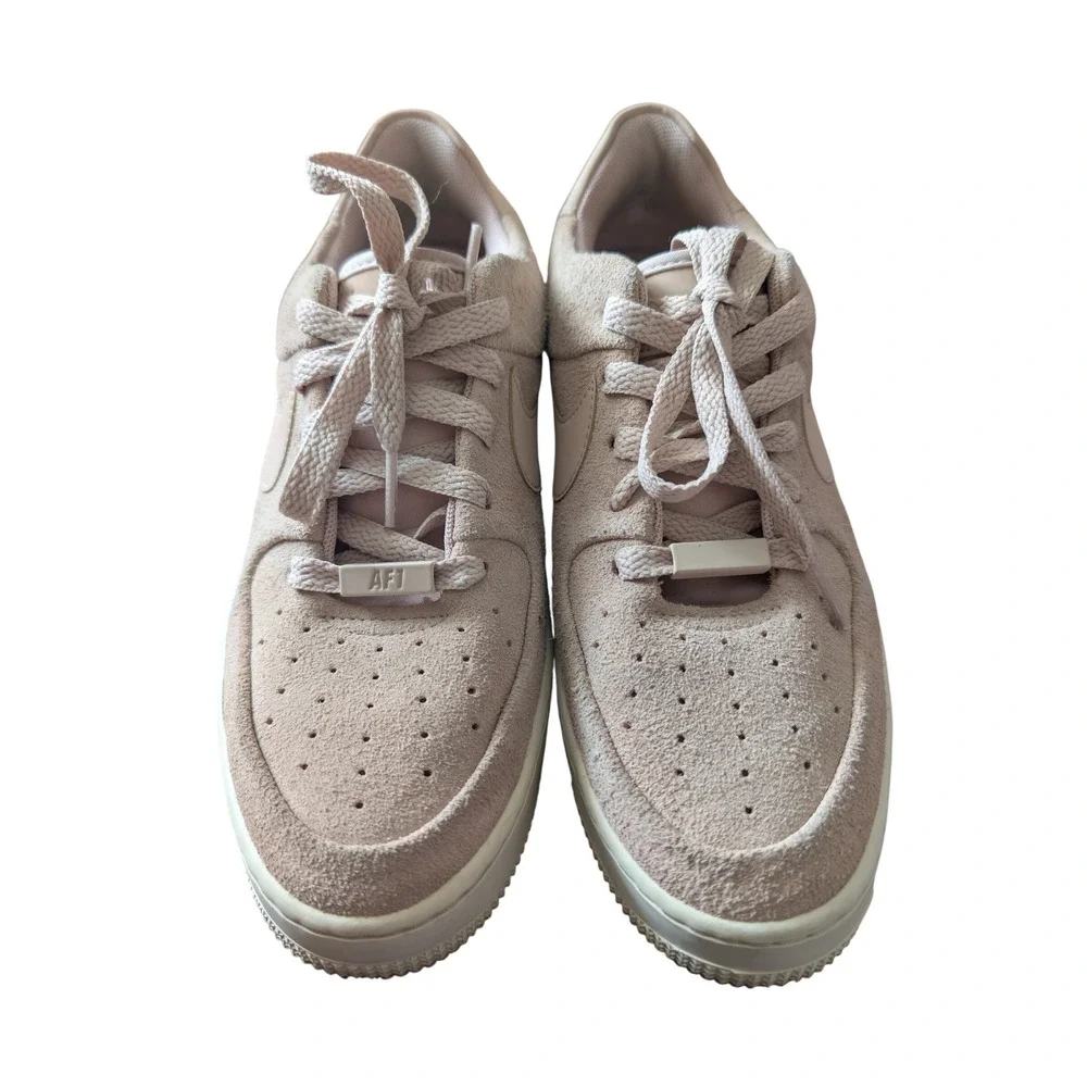 Nike Air Force‎ 1 Sage Low Particle Beige Suede Platform AR5339-201 SZ 8.5 F1
